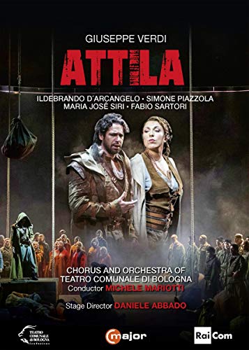 "Verdi: Attila DVD cover featuring a man and woman in medieval attire."