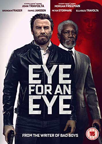 DVD cover for "Eye For An Eye" featuring John Travolta and Morgan Freeman.