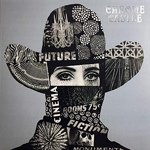 Album cover: black and white collage of a face wearing a cowboy hat.