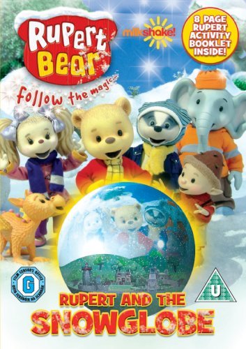 DVD cover for "Rupert And The Snowglobe" featuring cartoon bear characters.
