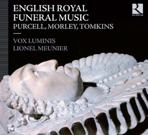 "CD cover with marble effigy on black background, white text detailing album title and artists."