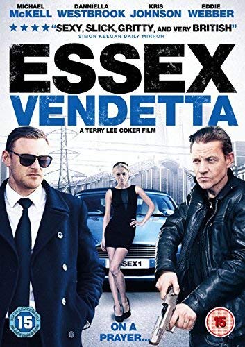 DVD cover for "Essex Vendetta" featuring three characters and a car.
