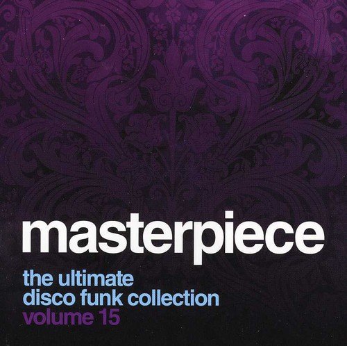 PurpleC-D cover with purple damask pattern and text "masterpiece the ultimate disco funk collection