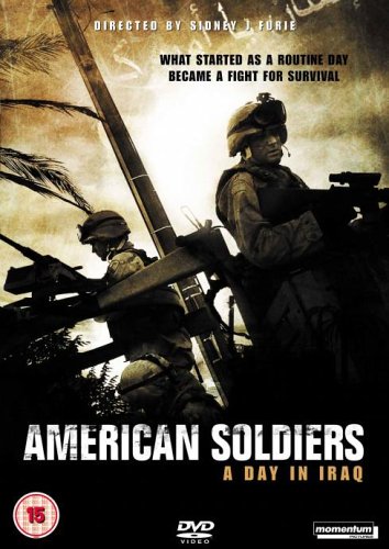 DVD cover for "American Soldiers: A Day In Iraq" featuring armed soldiers.