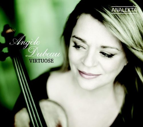 CD cover featuring a smiling woman holding a violin, with green background.