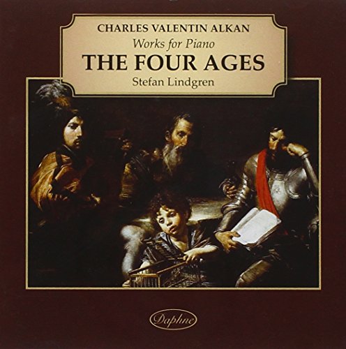 "CD cover with medieval painting and title 'The Four Ages' on dark red background."