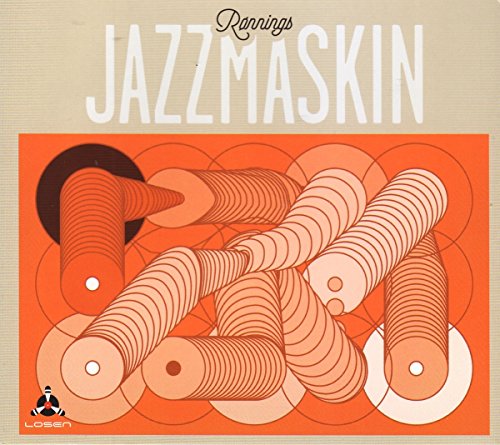 "Album cover with abstract orange and beige design, featuring 'Jazzmaskin' title."