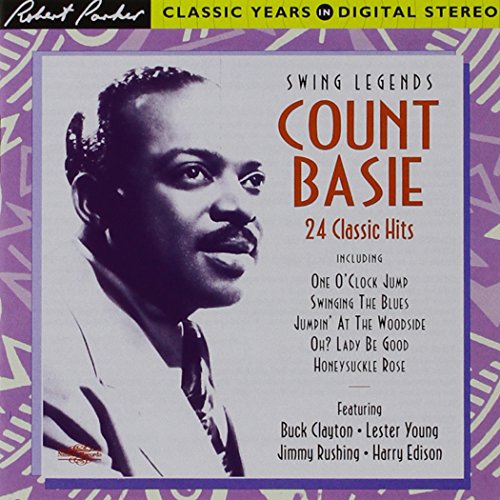 Count Basie CD cover with portrait, purple geometric background, and song titles.