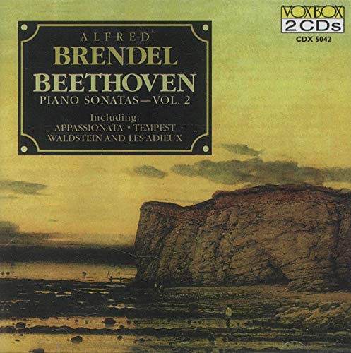CD cover: Alfred Brendel performing Beethoven piano sonatas, landscape background.