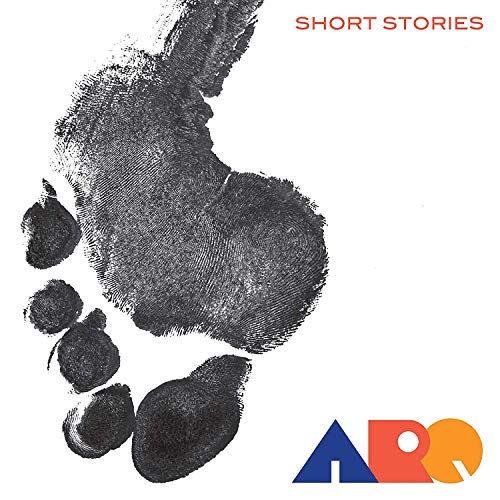 "CD cover with black footprint and 'ARQ' logo, text 'SHORT STORIES' on white background."