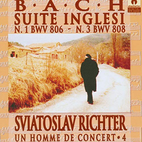 CD cover: Richter performing Bach’s English Suites, man walking away.