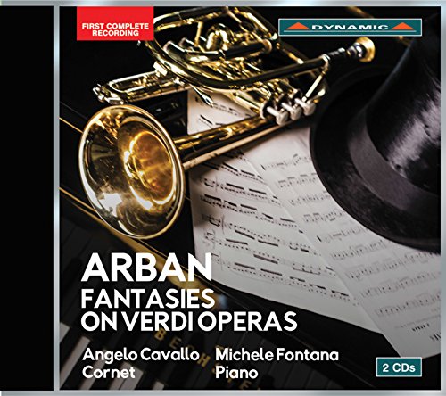 A CD cover featuring a cornet on sheet music with a black background.