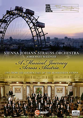 "Vienna Johann Strauss Orchestra DVD cover featuring Vienna cityscape and orchestra performance."