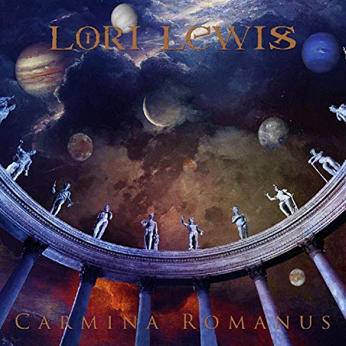 CD cover: Lori Lewis' "Carmina Romanus" with statues and planetary imagery.