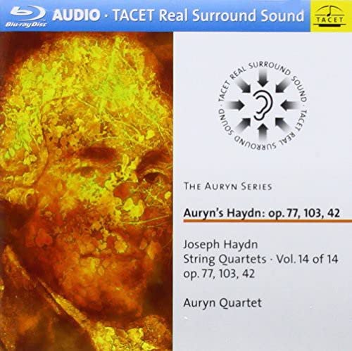 Blu-ray cover for Haydn’s string quartets, featuring abstract golden artwork.