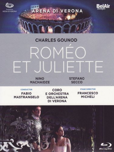 DVD cover for "Romeo et Juliette" featuring a man and woman, with opera house image.