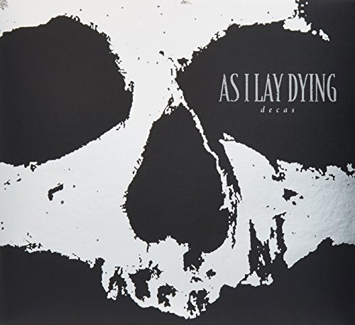 "Album cover with black skull on gray background, 'As I Lay Dying' and 'decas' text."