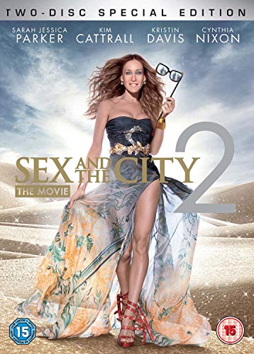 Sex and the City 2" DVD cover featuring Sarah Jessica Parker in a gown.
