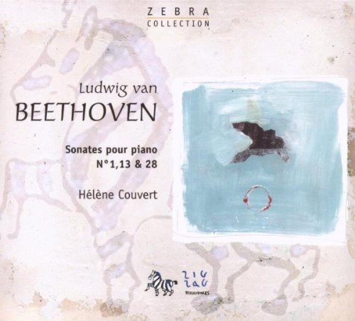 "CD cover with abstract blue painting and black text featuring Beethoven's piano sonatas."
