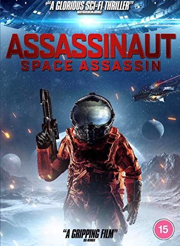 DVD cover featuring a person in a red space suit holding a gun, with spaceships in the background.