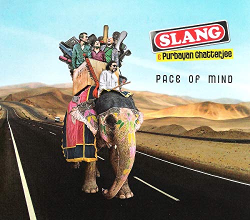 CD cover: people on an elephant travel a desert highway.