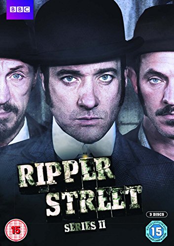 "Ripper Street Series 2 DVD cover featuring three men in bowler hats and suits."