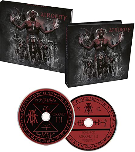 Atrocity "Okkult III" CD packaging with dark fantasy artwork and two discs.