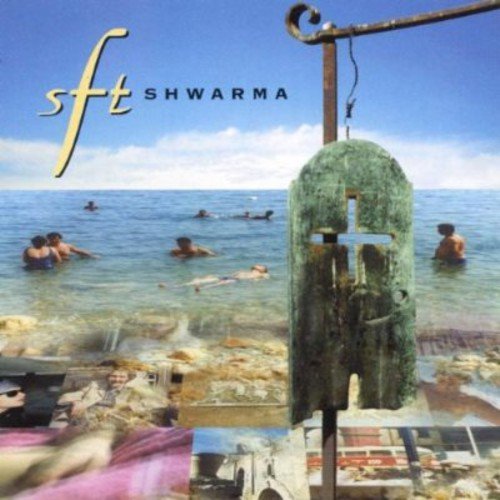 "Album cover with collage of beach scene, cross, and abstract images."
