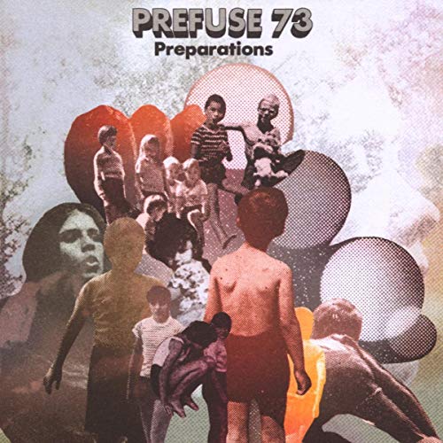 Prefuse 73 “Preparations” CD cover: collage of figures in red tones.