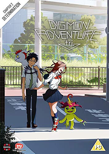 “Digimon Adventure Tri” DVD cover featuring characters walking down a street.