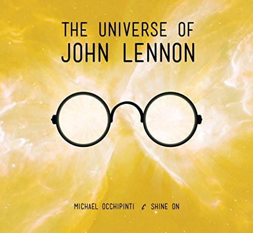 A CD cover featuring John Lennon's glasses on a yellow, starry background.