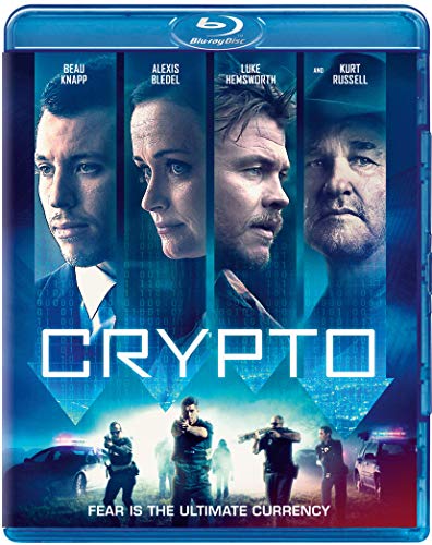 Crypto" Blu-ray cover featuring four actors and a crime scene below.