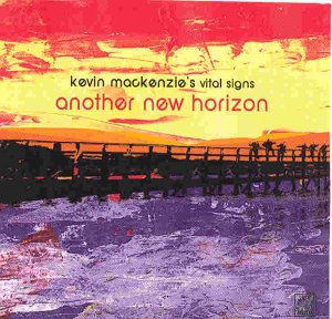 Album cover for "Another New Horizon" by Kevin Mackenzie, featuring a pier at sunset.