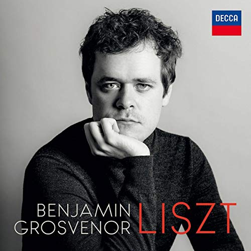 CD cover featuring pianist Benjamin Grosvenor in a dark sweater.
