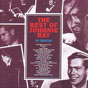 "CD cover with title 'The Best of Johnnie Ray' surrounded by monochrome photos of the artist."