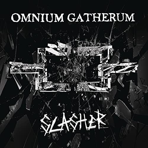 Album cover for Omnium Gatherum’s “Slasher” with shattered glass effect.
