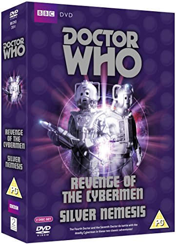 "Purple DVD case with two cybermen and 'Doctor Who' title on the front."