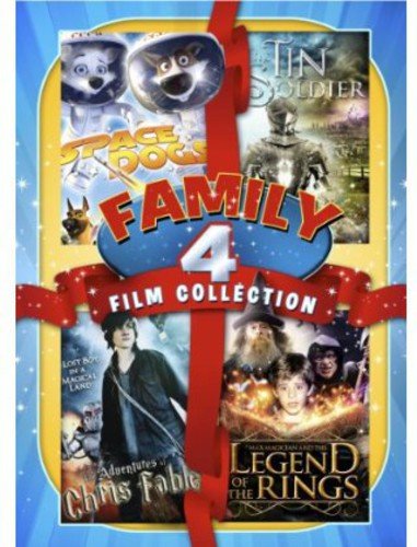 DVD cover for a four-film family collection featuring animated and live-action movie posters.