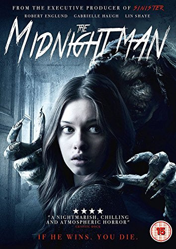 DVD cover for "The Midnight Man" featuring a woman with a monster behind her.