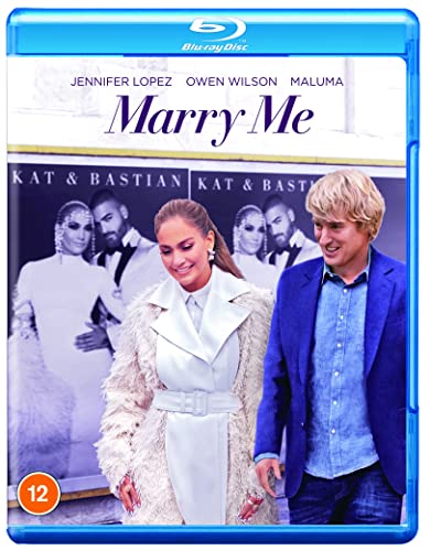 Marry Me" Blu-ray cover featuring Jennifer Lopez and Owen Wilson.