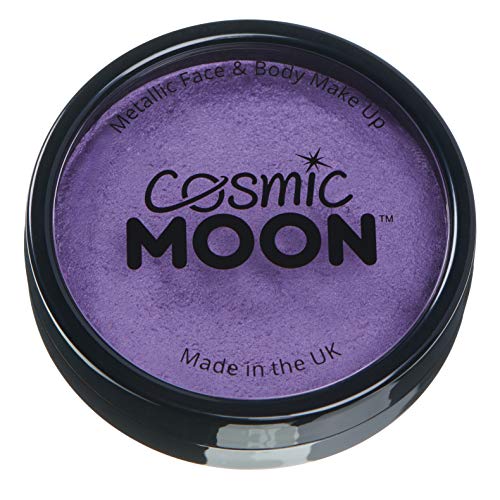 Metallic Pro Face & Body Paint Cake Pots by Cosmic Moon - Purple - Professional Water Based Face Paint Makeup for Adults, Kids - 36g