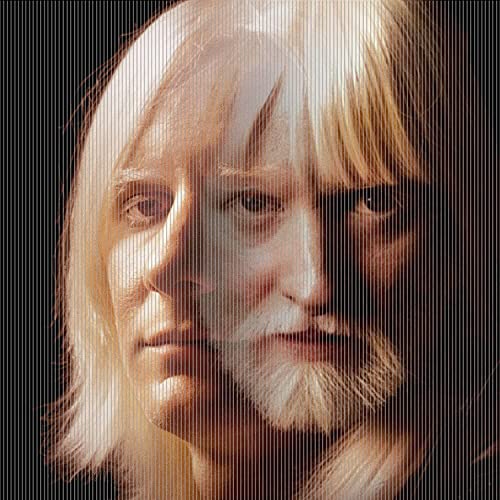 Edgar Winter portrait album cover with repeating vertical lines.