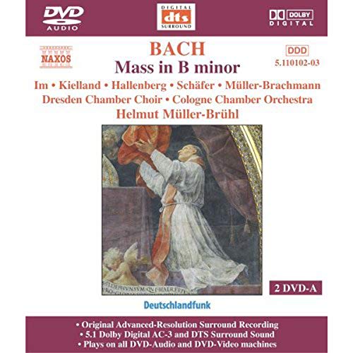 DVD cover for Bach’s Mass in B minor, featuring religious artwork.