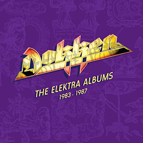 Dokken album cover with gold logo on purple patterned background.
