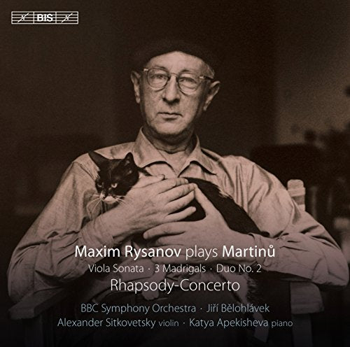 Sepia-toned CD cover featuring a man holding a black cat, with white text overlay.
