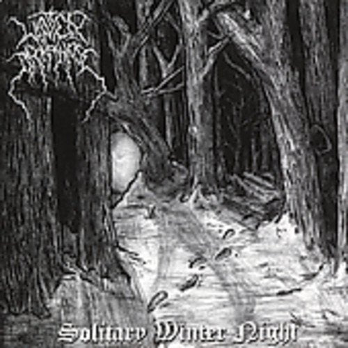 Black and white CD cover depicting a dark, snowy forest scene.