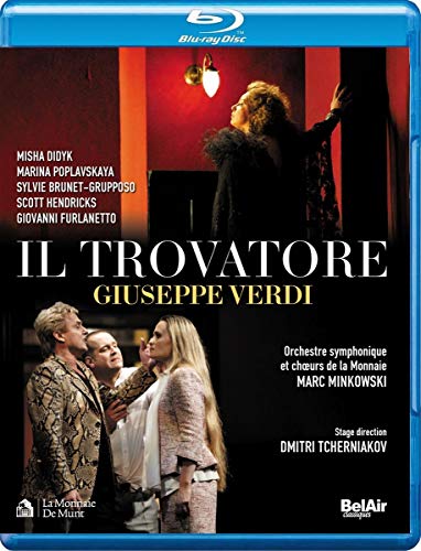 Blu-ray cover for Verdi’s opera *Il Trovatore* featuring stage performers.