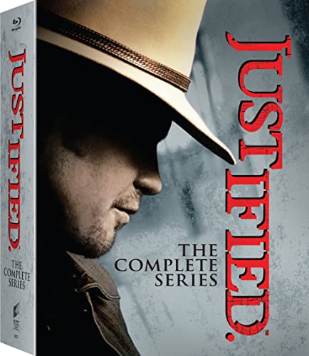 “Justified” Blu-ray box set featuring a man in a cowboy hat.