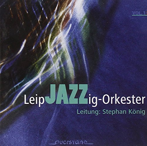 A CD cover with abstract design and text "LeipJAZZig-Orkester" on a blue background.