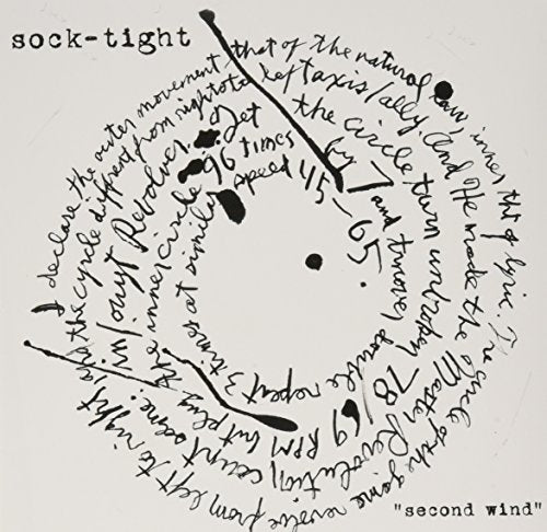 Black and white vinyl record cover with swirling handwritten text.